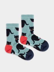 - Kindersocken Lil Midnight Panther Bunte Lustige Socken | Panther Tier Geschenk Bio-Baumwolle | 0-12M Blau Schwarz