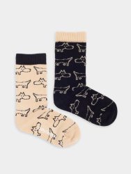 - Kindersocken Lil Sausage Dog Bunte Lustige Socken | Geschenk Bio-Baumwolle | 0-12M Beige