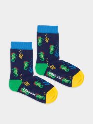 - Kindersocken Lil Seahorse Story Bunte Lustige Socken | Seepferdchen Geschenk Bio-Baumwolle | 0-12M Blau