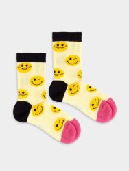 - Kindersocken Lil Sunny Smileys Bunte Lustige Socken | Smiley Circle Geschenk Bio-Baumwolle | 0-12M Weiss Gelb