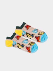 - Sneakersocken für Damen Short Butterfly Bloom Bunte Lustige kurze Socken | Schmetterling Tier Geschenk Bio-Baumwolle | 36-40 Mehrfarbig Beige