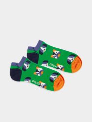 - Sneakersocken für Damen Short Dog Portraits Bunte Lustige kurze Socken | Chiens Hunde Geschenk Bio-Baumwolle | 36-40 Grün Blau