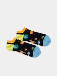 - Sneakersocken für Damen Short Outer Space Bunte Lustige kurze Socken | summer holiday ice cream Geschenk Bio-Baumwolle | 36-40 Schwarz