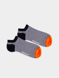 - Sneakersocken für Damen Short Nightfall Stripes Bunte Lustige kurze Socken | Streifen Muster Geschenk Bio-Baumwolle | 36-40 Braun Blau