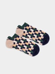- Sneakersocken für Damen Short Retro Grid Bunte Lustige kurze Socken | Geometrisch Geschenk Bio-Baumwolle | 36-40 Mehrfarbig