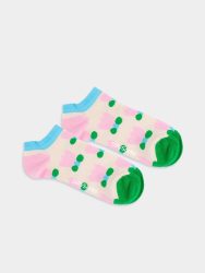 - Sneakersocken für Damen Short Tiny Tulips Bunte Lustige kurze Socken | Blumen Natur Geschenk Bio-Baumwolle | 36-40 Pink Weiss
