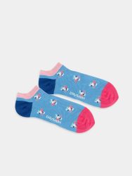 - Sneakersocken für Damen Short Tropical Bird of Paradise Bunte Lustige kurze Socken | Papagei parrot Geschenk Bio-Baumwolle | 36-40 Blau