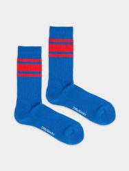 - Tennissocken für Damen Terry Water Lilies Socken | Geschenk Bio-Baumwolle | 36-40 Blau Rot