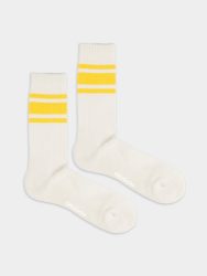 - Tennissocken für Damen Terry Golden Lining Socken | Geschenk Bio-Baumwolle | 36-40 Weiss Gelb