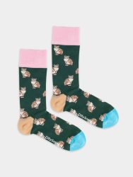 - Damensocken Tiger Tails Bunte Lustige Socken | Katze Tier Geschenk Bio-Baumwolle | 36-40 Grün Braun