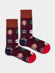 - Damensocken Bauble Joy Bunte Lustige Socken | Weihnachtsmann Samichlaus Geschenk Bio-Baumwolle | 36-40 Rot Mehrfarbig