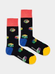 - Damensocken Color Cube Bunte Lustige Socken | Zauberwürfel Geschenk Bio-Baumwolle | 36-40 Schwarz Mehrfarbig