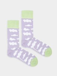 - Damensocken Cloudy Whispers Bunte Lustige Socken | Wetter Wolke Geschenk Bio-Baumwolle | 36-40 Lavendel Weiss
