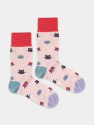 - Damensocken Curious Cats Bunte Lustige Socken | Katze Tier Geschenk Bio-Baumwolle | 36-40 Mehrfarbig Blau