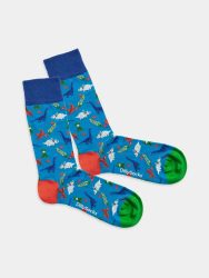 - Damensocken Dinosaurs Superstars Bunte Lustige Socken | Dino Geschenk Bio-Baumwolle | 36-40 Blau