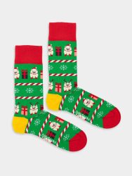 - Damensocken Festive Pomeranian Bunte Lustige Socken | Weihnachtsmann Samichlaus Geschenk Bio-Baumwolle | 36-40 Mehrfarbig