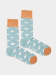 - Damensocken Folded Flights Bunte Lustige Socken | Papierflieger Geschenk Bio-Baumwolle | 36-40 Blau Weiss