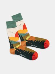 - Damensocken Forest Sunset Bunte Lustige Socken | Sonnenuntergang mountains Geschenk Bio-Baumwolle | 36-40 Mehrfarbig