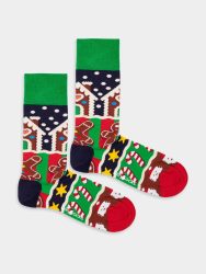 - Damensocken Frosty Gingerbread Bunte Lustige Socken | Weihnachtsmann Samichlaus Geschenk Bio-Baumwolle | 36-40 Mehrfarbig