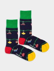 - Damensocken Holiday Harmony Bunte Lustige Socken | Weihnachtsmann Samichlaus Geschenk Bio-Baumwolle | 36-40 Schwarz Mehrfarbig