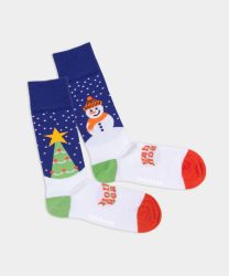 - Damensocken Holiday Season Bunte Lustige Socken | Weihnachtsmann Samichlaus Geschenk Bio-Baumwolle | 36-40 Blau