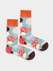 - Damensocken Magic Mushrooms Bunte Lustige Socken | Natur Essen Geschenk Bio-Baumwolle | 36-40 Blau Mehrfarbig