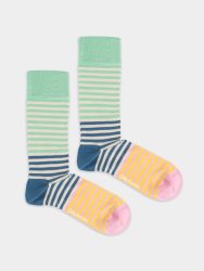- Damensocken Minty Stripes Bunte Lustige Socken | Streifen Muster Geschenk Bio-Baumwolle | 36-40 Mehrfarbig