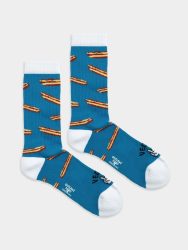 - Socken in Blaumit Essen & Snacks SchriftzugMotiv/Muster
