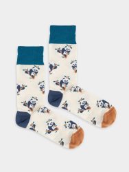 - Herrensocken Panda Pal Bunte Lustige Socken | Panda Geschenk Bio-Baumwolle | 41-46 Weiss