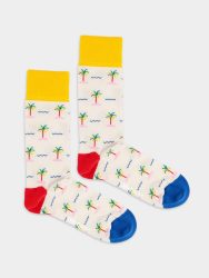 - Damensocken Palm Paradise Bunte Lustige Socken | Natur Palme Geschenk Bio-Baumwolle | 36-40 Mehrfarbig Weiss
