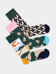 - Damensocken Prairie Diary (3er Pack) Bunte Lustige Socken | Geometrisch Katze Geschenk Bio-Baumwolle | 36-40 Mehrfarbig