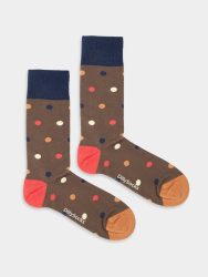 - Damensocken Retro Dots Bunte Lustige Socken | Punkte Muster Geschenk Bio-Baumwolle | 36-40 Braun Mehrfarbig