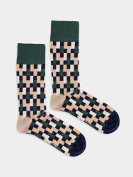 - Damensocken Retro Grid Bunte Lustige Socken | Geometrisch Geschenk Bio-Baumwolle | 36-40 Mehrfarbig