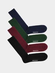 - feingerippte Socken für Damen Ribbed Dark Color (4er Pack) Einfarbige Socken | einfarbig one color Geschenk Bio-Baumwolle | 36-40 Blau Grün