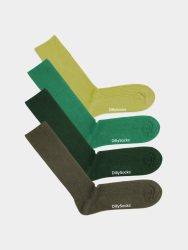 - feingerippte Socken für Damen Ribbed Just Green (4er Pack) Einfarbige Socken | einfarbig one color Geschenk Bio-Baumwolle | 36-40 Grün