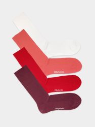 - feingerippte Socken für Damen Ribbed Just Red (4er Pack) Einfarbige Socken | einfarbig one color Geschenk Bio-Baumwolle | 36-40 Rot
