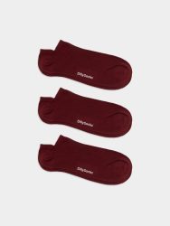 - Sneakersocken für Damen Short Wine Red (3er Pack) Einfarbige kurze Socken | einfarbig one color Geschenk Bio-Baumwolle | 36-40 Rot