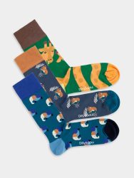 - Damensocken Wild Steps (3er Pack) Bunte Lustige Socken | Geometrisch Natur Geschenk Bio-Baumwolle | 36-40 Mehrfarbig