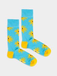 - Damensocken Smiling Bright Bunte Lustige Socken | Blumen Natur Geschenk Bio-Baumwolle | 36-40 Blau Gelb