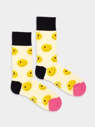 - Damensocken Sunny Smileys Bunte Lustige Socken | Smiley Circle Geschenk Bio-Baumwolle | 36-40 Gelb Weiss