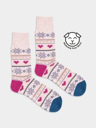 - Wollsocken Damen Cozy Anni | Warme Socken mit Wolle und Kaschmir als Geschenk | Weiss Pink 36-40