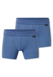 Schiesser Shorts 2er-Pack Blau - Fine Rib für Jungen, Größe 3Y, 100 % Baumwolle