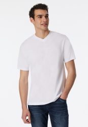 Schiesser T-Shirt V-Ausschnitt 2er-Pack Weiss - American T-Shirt für Herren, Größe 7, 100 % Baumwolle