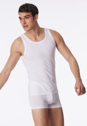 Schiesser Tank Top Weiss - Long Life Soft für Herren, Größe M, 45 % Baumwolle, 45 % Modal, 10 % Elasthan