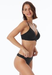 Schiesser String mit Spitze Schwarz - Invisible Lace für Damen, Größe S, 70 % Polyamid, 30 % Elasthan