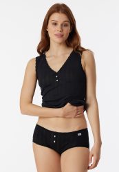Schiesser Panty Feinripp Schwarz - Revival Agathe für Damen, Größe M, 48 % Baumwolle, 48 % Modal, 4 % Elasthan