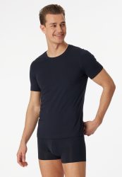 Schiesser T-Shirt Dunkelblau - Long Life Soft für Herren, Größe S, 45 % Baumwolle, 45 % Modal, 10 % Elasthan
