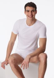 Schiesser T-Shirt Weiss - Long Life Soft für Herren, Größe L, 45 % Baumwolle, 45 % Modal, 10 % Elasthan