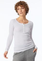 Schiesser Shirt mit Knopfleiste Weiss - Revival Berta für Damen, Größe XS, 100 % Baumwolle