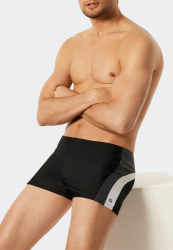 Schiesser Badehose Schwarz gemustert - Nautical Active für Herren, Größe S, 82 % Polyamid, 18 % Elasthan
